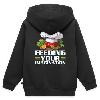 Service traiteur Restauration Chef serveur - Sweat Premium à capuche zippé enfant bio - noir - Dos - AI Model Kid Male (0cm)