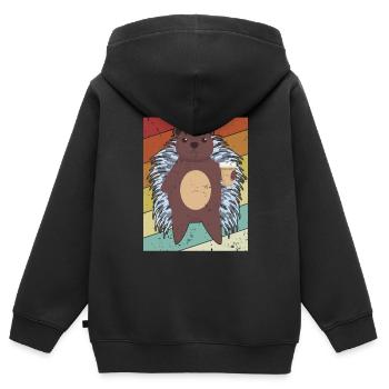 Retro Hystricidae Stacheltier Nordamerika - Kinder Premium Organic Zip Hoodie - Schwarz - Hinten - AI Model Kid Male (0cm)