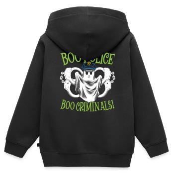Buh Polizei, buh Kriminelle! Polizist Halloween - Kinder Premium Organic Zip Hoodie - Schwarz - Hinten - AI Model Kid Male (0cm)