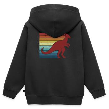 Retro Parasaurolophini Dinosaur Lover - Kids Premium Organic Zip-up Hoodie - black - Back - AI Model Kid Male (0cm)