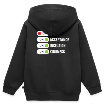 Journée de l’unité Anti Intimidation Prévention Gentillesse - Sweat Premium à capuche zippé enfant bio - noir - Dos - AI Model Kid Male (0cm)