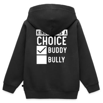 Journée de l’unité Anti Intimidation Prévention Gentillesse - Sweat Premium à capuche zippé enfant bio - noir - Dos - AI Model Kid Male (0cm)