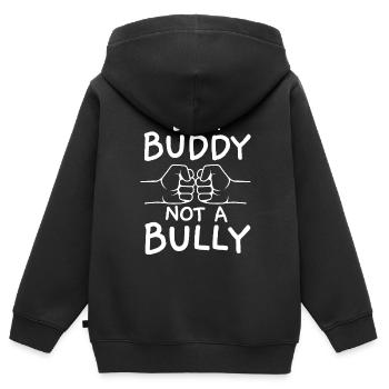 Tag der Einheit, Anti-Mobbing, Mobbing-Prävention, Freundlichkeit - Kinder Premium Organic Zip Hoodie - Schwarz - Hinten - AI Model Kid Male (0cm)