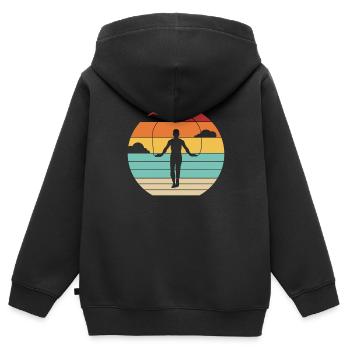 Vitesse de saut rétro saut saut professionnel - Sweat Premium à capuche zippé enfant bio - noir - Dos - AI Model Kid Male (0cm)