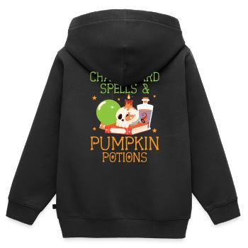 Chalkboard Magic & Pumpkin Potions Halloween - Kids Premium Organic Zip-up Hoodie - black - Back - AI Model Kid Male (0cm)