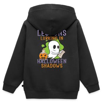Lektionen, die in Halloween-Schatten lauern Hallow - Kinder Premium Organic Zip Hoodie - Schwarz - Hinten - AI Model Kid Male (0cm)