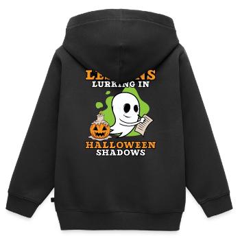 Lektionen, die in den Schatten von Halloween lauer - Kinder Premium Organic Zip Hoodie - Schwarz - Hinten - AI Model Kid Male (0cm)