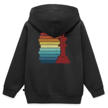 Retro Grandmaster Queen Player Échecs professionnels - Sweat Premium à capuche zippé enfant bio - noir - Dos - AI Model Kid Male (0cm)