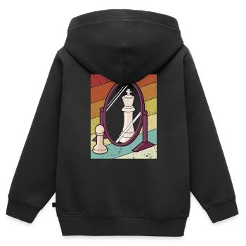 Joueur rétro Grand maître Reine Échecs professionnels - Sweat Premium à capuche zippé enfant bio - noir - Dos - AI Model Kid Male (0cm)