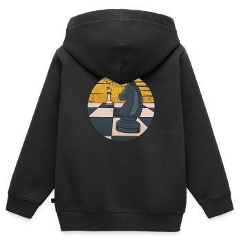 Retro Grandmaster Queen Player Échecs professionnels - Sweat Premium à capuche zippé enfant bio - noir - Dos - AI Model Kid Male (0cm)