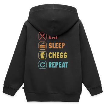 Mangez Dormez Échecs Répétiteur Grand Maître Reine - Sweat Premium à capuche zippé enfant bio - noir - Dos - AI Model Kid Male (0cm)