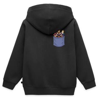 Chess Chest Pocket Player Grandmaster Queen Chess - Sweat Premium à capuche zippé enfant bio - noir - Dos - AI Model Kid Male (0cm)