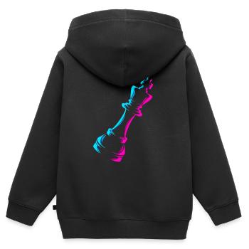 Grand maître Queen Player Échecs professionnels - Sweat Premium à capuche zippé enfant bio - noir - Dos - AI Model Kid Male (0cm)