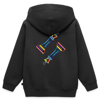 Grand maître Queen Player Échecs professionnels - Sweat Premium à capuche zippé enfant bio - noir - Dos - AI Model Kid Male (0cm)