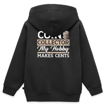 Coin Collector Numismatist Coin Collecting - Kids Premium Organic Zip-up Hoodie - black - Back - AI Model Kid Male (0cm)