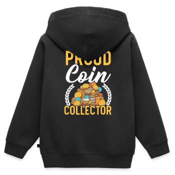 Collection de pièces numismate de collection de pièces - Sweat Premium à capuche zippé enfant bio - noir - Dos - AI Model Kid Male (0cm)