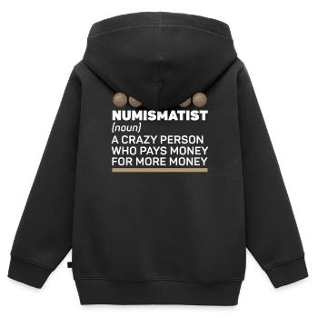 Collection de pièces numismate de collection de pièces - Sweat Premium à capuche zippé enfant bio - noir - Dos - AI Model Kid Male (0cm)