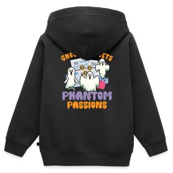 Ghostly Fortune Passions fantastiques - Sweat Premium à capuche zippé enfant bio - noir - Dos - AI Model Kid Male (0cm)