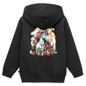 Schachbrettspiel Schachmatt Strategie Schachspieler - Kinder Premium Organic Zip Hoodie - Schwarz - Hinten - AI Model Kid Male (0cm)