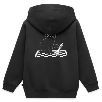 Schachbrettspiel Schachmatt Strategie Schachspieler - Kinder Premium Organic Zip Hoodie - Schwarz - Hinten - AI Model Kid Male (0cm)