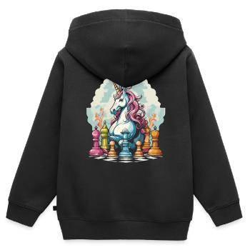 Schachbrettspiel Schachmatt Strategie Schachspieler - Kinder Premium Organic Zip Hoodie - Schwarz - Hinten - AI Model Kid Male (0cm)