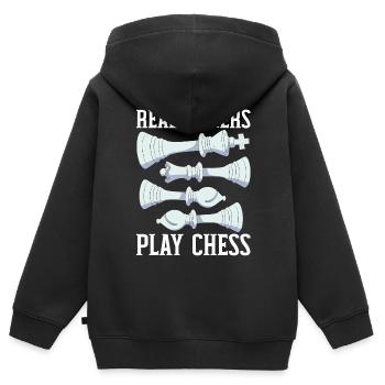 Schachbrettspiel Schachmatt Strategie Schachspieler - Kinder Premium Organic Zip Hoodie - Schwarz - Hinten - AI Model Kid Male (0cm)