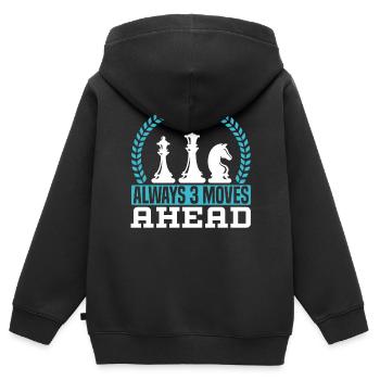 Schachbrettspiel Schachmatt Strategie Schachspieler - Kinder Premium Organic Zip Hoodie - Schwarz - Hinten - AI Model Kid Male (0cm)