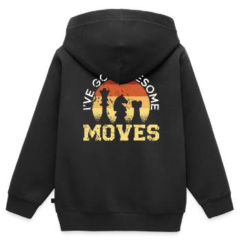 Schachbrettspiel Schachmatt Strategie Schachspieler - Kinder Premium Organic Zip Hoodie - Schwarz - Hinten - AI Model Kid Male (0cm)