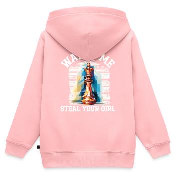 Schachbrettspiel Schachmatt Strategie Schachspieler - Kinder Premium Organic Zip Hoodie - Rosa - Hinten - AI Model Kid Female (0cm)