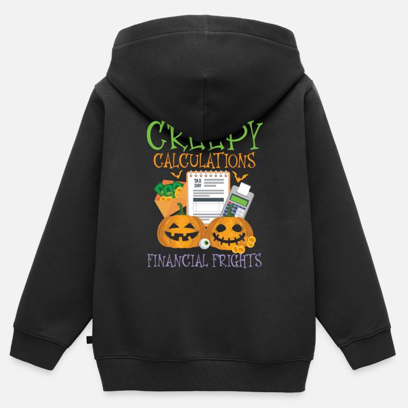 Calculs effrayants Craintes financières Halloween - Sweat Premium à capuche zippé enfant bio - noir