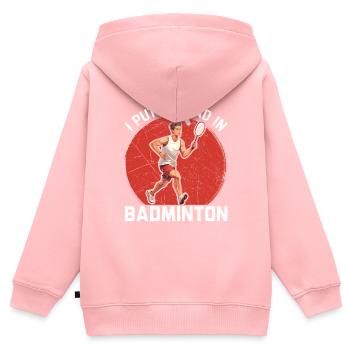 Shuttlecock Badminton Player Smash Racquet Sports - Kids Premium Organic Zip-up Hoodie - rose - Back - AI Model Kid Female (0cm)