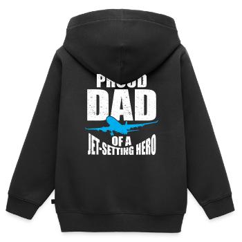 Hôtesse de l’air Papa Hôtesse de l’air Hôtesse de l’air - Sweat Premium à capuche zippé enfant bio - noir - Dos - AI Model Kid Male (0cm)