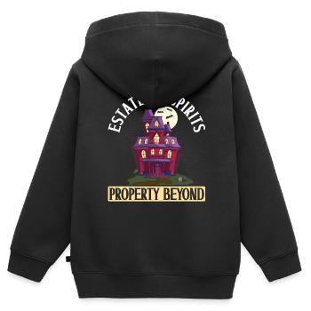 Nachlass der Geister Immobilien jenseits von Hallo - Kinder Premium Organic Zip Hoodie - Schwarz - Hinten - AI Model Kid Male (0cm)