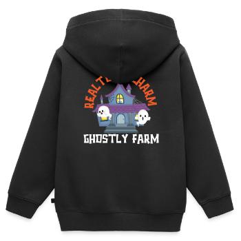 Makler Charme Geisterfarm Makler Halloween - Kinder Premium Organic Zip Hoodie - Schwarz - Hinten - AI Model Kid Male (0cm)