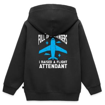 Hôtesse de l’air Papa Hôtesse de l’air Hôtesse de l’air - Sweat Premium à capuche zippé enfant bio - noir - Dos - AI Model Kid Male (0cm)