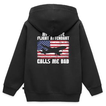 Hôtesse de l’air Papa Hôtesse de l’air Hôtesse de l’air - Sweat Premium à capuche zippé enfant bio - noir - Dos - AI Model Kid Male (0cm)