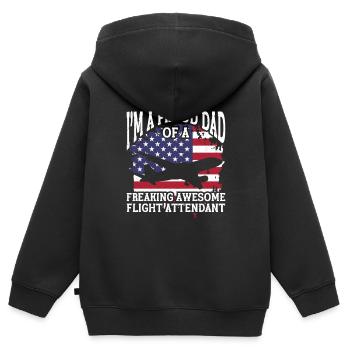 Hôtesse de l’air Papa Hôtesse de l’air Hôtesse de l’air - Sweat Premium à capuche zippé enfant bio - noir - Dos - AI Model Kid Male (0cm)
