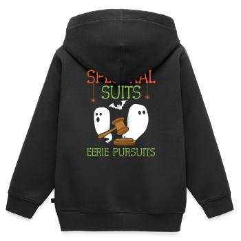 Spektrale Anzüge Unheimliche Verfolgungen Anwalt H - Kinder Premium Organic Zip Hoodie - Schwarz - Hinten - AI Model Kid Male (0cm)