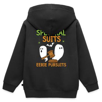 Spektrale Anzüge Unheimliche Verfolgungen Anwalt H - Kinder Premium Organic Zip Hoodie - Schwarz - Hinten - AI Model Kid Male (0cm)