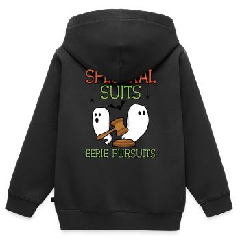 Spektrale Anzüge Unheimliche Verfolgungen Anwalt H - Kinder Premium Organic Zip Hoodie - Schwarz - Hinten - AI Model Kid Male (0cm)