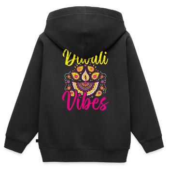 Frohes Diwali Diwali Fest Indischer Hinduismus - Kinder Premium Organic Zip Hoodie - Schwarz - Hinten - AI Model Kid Male (0cm)