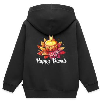 Joyeux Diwali Diwali Festival Hindouisme hindou indien - Sweat Premium à capuche zippé enfant bio - noir - Dos - AI Model Kid Male (0cm)