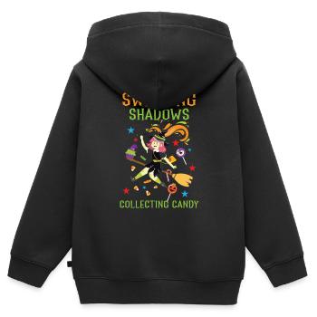 Sweeping Shadows Collecting Candy Halloween - Kids Premium Organic Zip-up Hoodie - black - Back - AI Model Kid Male (0cm)
