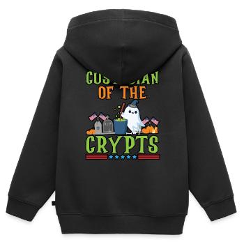 Gardien de la crypte Gardien de la salle de l’école - Sweat Premium à capuche zippé enfant bio - noir - Dos - AI Model Kid Male (0cm)