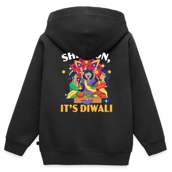 Joyeux Diwali Diwali Festival Hindouisme hindou indien - Sweat Premium à capuche zippé enfant bio - noir - Dos - AI Model Kid Male (0cm)