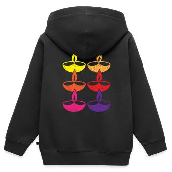 Frohes Diwali Diwali Fest Indischer Hinduismus - Kinder Premium Organic Zip Hoodie - Schwarz - Hinten - AI Model Kid Male (0cm)