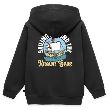 Segeln jenseits der bekannten Meere Kolumbus-Tag - Kinder Premium Organic Zip Hoodie - Schwarz - Hinten - AI Model Kid Male (0cm)