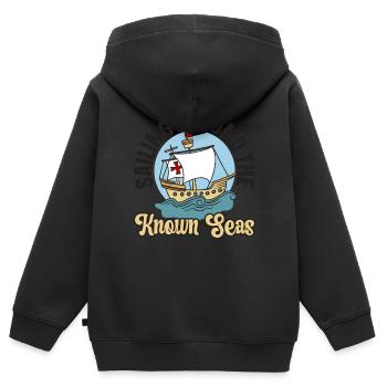 Segeln jenseits der bekannten Meere Kolumbus-Tag - Kinder Premium Organic Zip Hoodie - Schwarz - Hinten - AI Model Kid Male (0cm)
