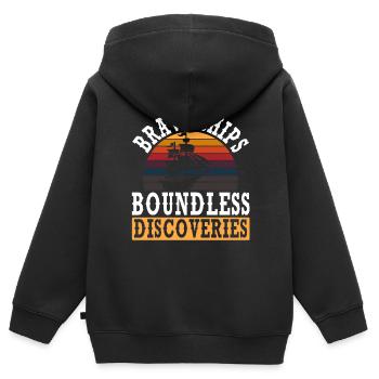 Navires courageux Découvertes illimitées Columbus - Sweat Premium à capuche zippé enfant bio - noir - Dos - AI Model Kid Male (0cm)