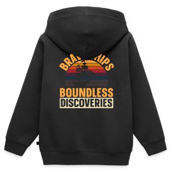 Brave Ships - Découvertes illimitées - Kolum - Sweat Premium à capuche zippé enfant bio - noir - Dos - AI Model Kid Male (0cm)